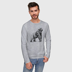 Лонгслив хлопковый мужской Новогодняя обезьяна горилла, цвет: меланж — фото 2