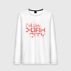 Лонгслив хлопковый мужской New york city streetwear, цвет: белый