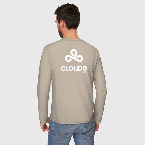 Мужской лонгслив Cloud9 - white logo / Миндальный – фото 4