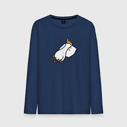 Лонгслив хлопковый мужской Гусь пожалуй поваляюсь, цвет: тёмно-синий