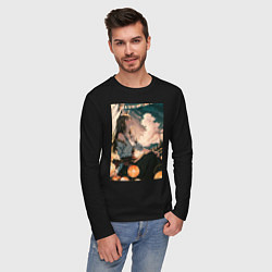 Лонгслив хлопковый мужской Волчица и пряности Холо, цвет: черный — фото 2
