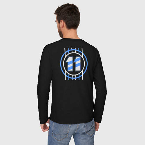 Мужской лонгслив Футбол игрок номер 11 / Черный – фото 4