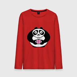 Лонгслив хлопковый мужской Панда с подарком, цвет: красный