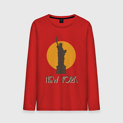 Лонгслив хлопковый мужской Город Нью-Йорк, цвет: красный
