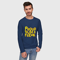 Лонгслив хлопковый мужской Proud to be a freak, цвет: тёмно-синий — фото 2