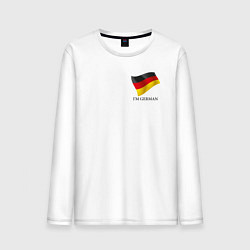 Лонгслив хлопковый мужской Im German - motto, цвет: белый