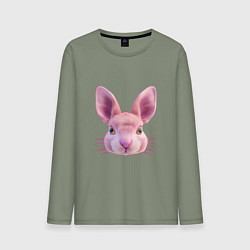 Лонгслив хлопковый мужской Розовый заяц - портрет кролика, цвет: авокадо