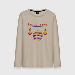 Лонгслив хлопковый мужской Earth and fire, цвет: миндальный