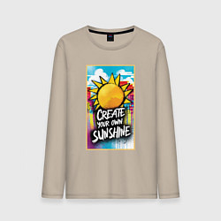 Лонгслив хлопковый мужской Create your own sunshine, цвет: миндальный