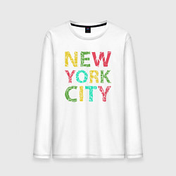 Лонгслив хлопковый мужской New York city colors, цвет: белый