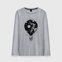 Лонгслив хлопковый мужской Космический воздушный шар, цвет: меланж