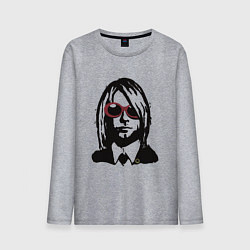 Лонгслив хлопковый мужской Kurt Cobain Nirvana portrait, цвет: меланж