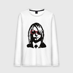 Лонгслив хлопковый мужской Kurt Cobain Nirvana portrait, цвет: белый