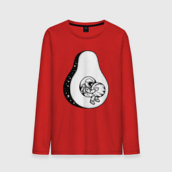 Лонгслив хлопковый мужской Космонавт и авокадо, цвет: красный
