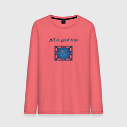 Лонгслив хлопковый мужской All in good time, цвет: коралловый