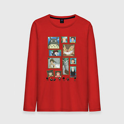 Лонгслив хлопковый мужской Герои студии Ghibli, цвет: красный