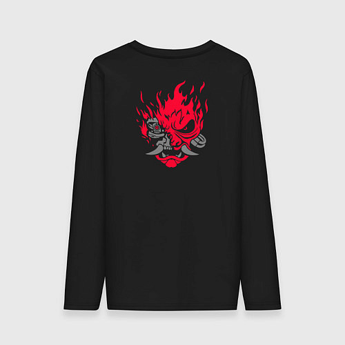 Мужской лонгслив Логотип Samurai Cyberpunk 2077 на спине / Черный – фото 2