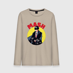 Лонгслив хлопковый мужской Мэш Бёрндэд, цвет: миндальный