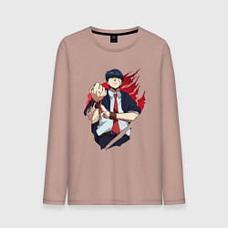 Лонгслив хлопковый мужской Мэш Бёрндэд маг, цвет: пыльно-розовый