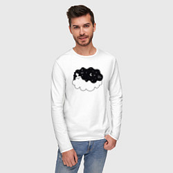 Лонгслив хлопковый мужской Космическая девушка на облаке, цвет: белый — фото 2