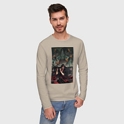 Лонгслив хлопковый мужской Усянь Вэй повелитель мертвых, цвет: миндальный — фото 2