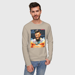 Лонгслив хлопковый мужской Конор Магкрегор взгляд, цвет: миндальный — фото 2