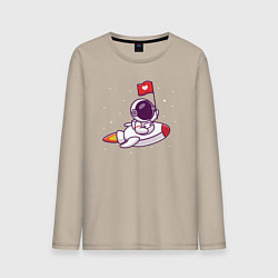 Лонгслив хлопковый мужской Космос это любовь, цвет: миндальный