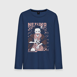 Лонгслив хлопковый мужской Demon slayer Nezuko pinck, цвет: тёмно-синий