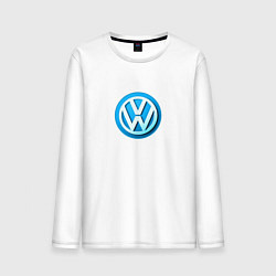 Лонгслив хлопковый мужской Volkswagen logo blue, цвет: белый