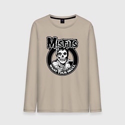 Лонгслив хлопковый мужской Misfits want your skull, цвет: миндальный