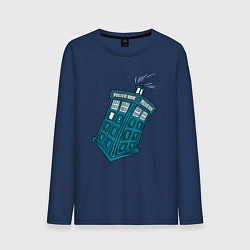 Лонгслив хлопковый мужской Adventure tardis, цвет: тёмно-синий