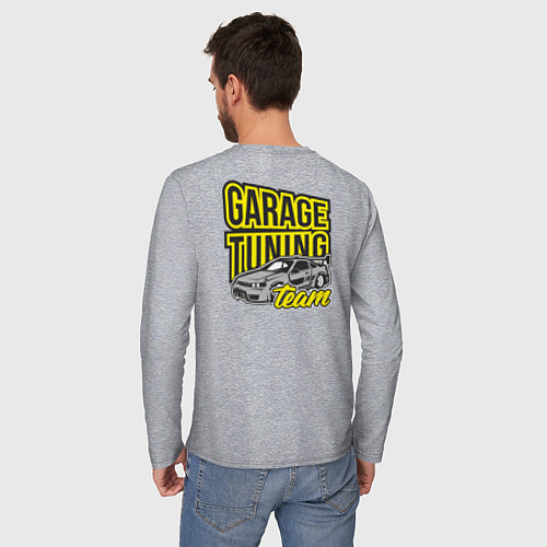 Мужской лонгслив Garage tuning team / Меланж – фото 4
