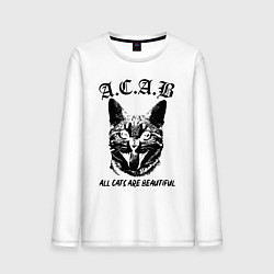 Лонгслив хлопковый мужской All cats are beautiful, цвет: белый