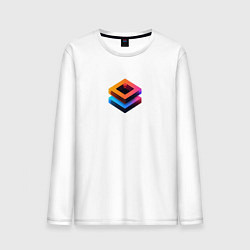 Лонгслив хлопковый мужской Ромб геометрическая абстракция, цвет: белый