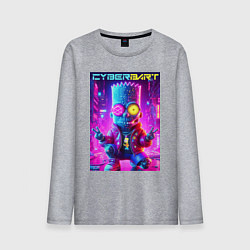 Мужской лонгслив Cyber Bart in metropolis - neon glow
