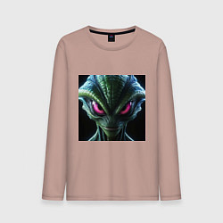 Лонгслив хлопковый мужской Красноглазый пришелец, цвет: пыльно-розовый