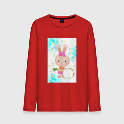 Лонгслив хлопковый мужской Милый зайчонок с барабаном, цвет: красный