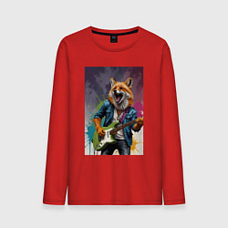 Лонгслив хлопковый мужской Лис рок-звезда, цвет: красный