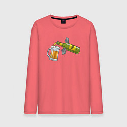 Лонгслив хлопковый мужской Ангельское пиво, цвет: коралловый