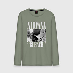 Лонгслив хлопковый мужской Nirvana bleach black album, цвет: авокадо