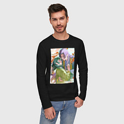 Лонгслив хлопковый мужской Монолог фармацевта Жэньши Маомао объятия, цвет: черный — фото 2