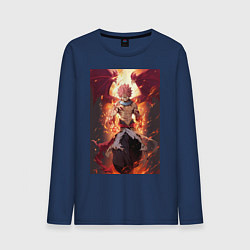 Лонгслив хлопковый мужской Хвост Феи Нацу Драгнил дракон, цвет: тёмно-синий