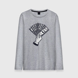 Лонгслив хлопковый мужской Доллары в руке, цвет: меланж