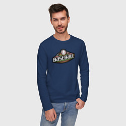 Лонгслив хлопковый мужской Baseball sport, цвет: тёмно-синий — фото 2