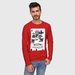 Лонгслив хлопковый мужской Porsche автомобиль, цвет: красный — фото 2