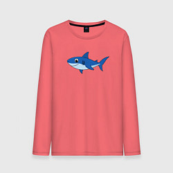 Лонгслив хлопковый мужской Милая акула улыбается, цвет: коралловый