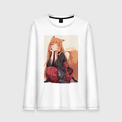 Лонгслив хлопковый мужской Волчица и пряности Холо торговец, цвет: белый