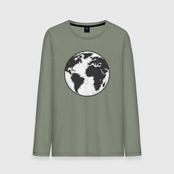 Лонгслив хлопковый мужской Planet earth, цвет: авокадо