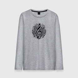 Лонгслив хлопковый мужской Декоративная татуировка с нотами, цвет: меланж