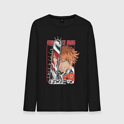 Лонгслив хлопковый мужской Человек-бензопила Денджи Макима Почита, цвет: черный